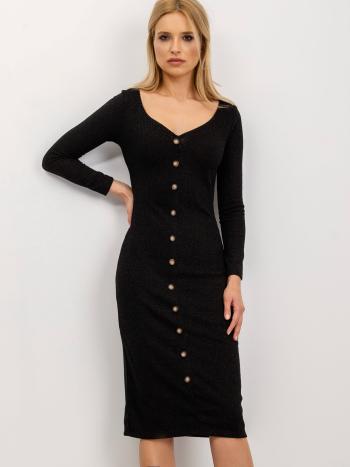 Černé dámské šaty s knoflíky BSL-SK-12864-black Velikost: XS