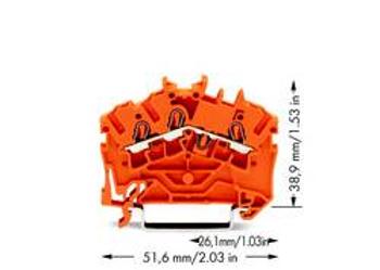 Průchodková svorka WAGO 2002-6302, pružinová svorka, 5.20 mm, oranžová, 100 ks