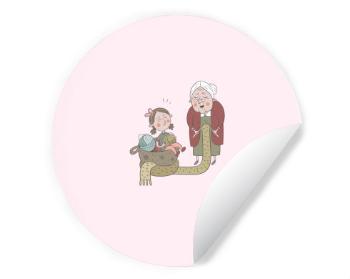 Samolepky kruh Babička s vnučkou