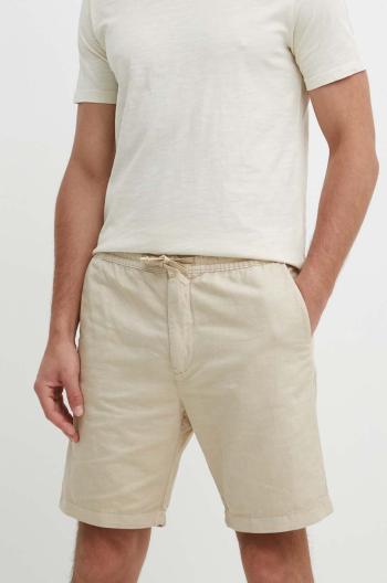 Plátěné kraťasy Pepe Jeans RELAXED LINEN SMART SHORTS béžová barva, PM801093