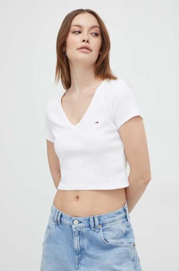 Tričko Tommy Jeans bílá barva, DW0DW17384