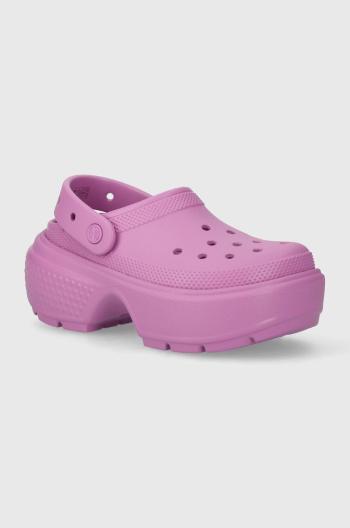 Pantofle Crocs Stomp Slide dámské, fialová barva, na platformě, 209347