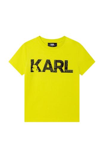 Dětské bavlněné tričko Karl Lagerfeld zelená barva, s potiskem