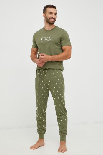 Bavlněné pyžamové kalhoty Polo Ralph Lauren zelená barva