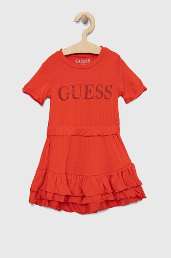 Dívčí šaty Guess červená barva, midi