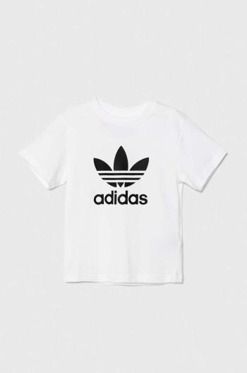 Dětské bavlněné tričko adidas Originals TREFOIL TEE bílá barva, s potiskem, JE0516