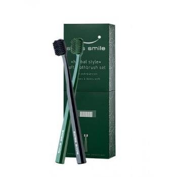 swiss smile Herbal Style dárková kazeta měkký zubní kartáček Black 1 ks + měkký zubní kartáček Green 1 ks unisex