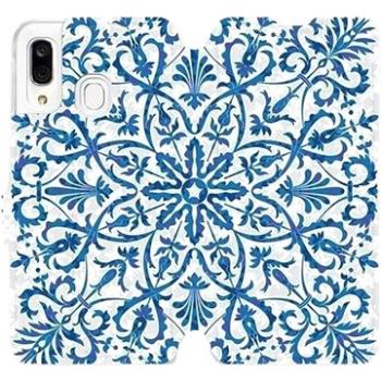 Flipové pouzdro na mobil Samsung Galaxy A40 - ME01P Modré květinové vzorce (5903226863754)