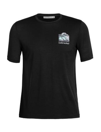 pánské merino triko krátký rukáv ICEBREAKER Mens Tech Lite II SS Tee South Alp, Black velikost: M