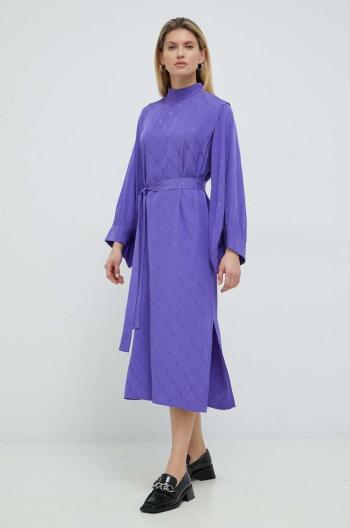 Šaty Gestuz fialová barva, midi, oversize