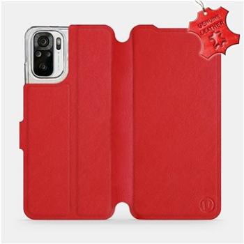 Kožené flip pouzdro Xiaomi Redmi Note 10S - Červené -  Red Leather (5903516661114)