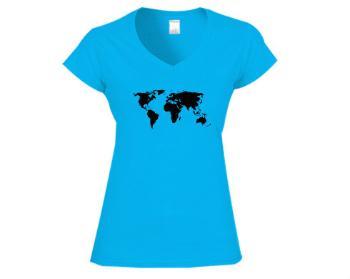 Dámské tričko V-výstřih Mapa světa