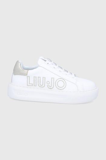 Kožené boty Liu Jo bílá barva, na platformě