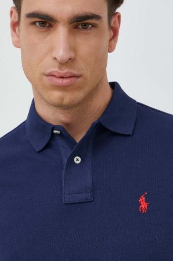 Bavlněné polo tričko Polo Ralph Lauren tmavomodrá barva