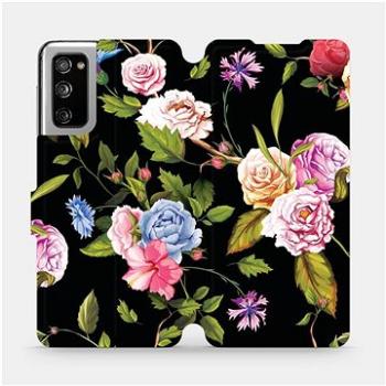 Flipové pouzdro na mobil Samsung Galaxy S20 FE - VD07S Růže a květy na černém pozadí (5903516466665)