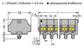 Svorková lišta WAGO 261-254, osazení: L, pružinová svorka, 10 mm, šedá, 50 ks