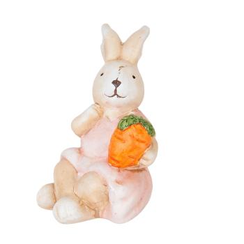 Dekorace sedící králíček s mrkvičkou  - 5*7*9 cm 6TE0109