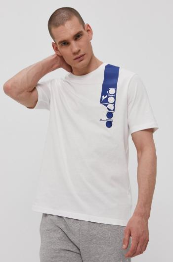 Bavlněné tričko Diadora bílá barva, s potiskem