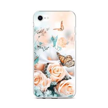 TopQ Kryt iPhone SE 2020 silikon Růže s motýlem 58724 (Sun-58724)