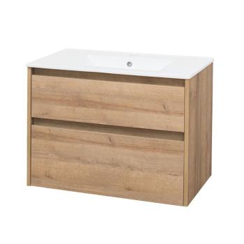 MEREO Opto, koupelnová skříňka s keramickým umyvadlem 81 cm, dub CN921