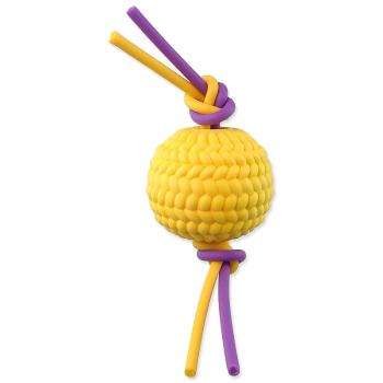 Hračka DOG FANTASY míček + flexi lana TPR pěna žlutý 22 cm