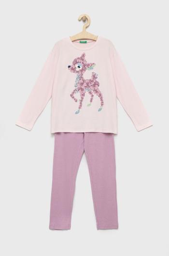 Dětské pyžamo United Colors of Benetton růžová barva, s potiskem