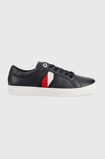 Kožené sneakers boty Tommy Hilfiger Corporate Tommy Cupsole tmavomodrá barva