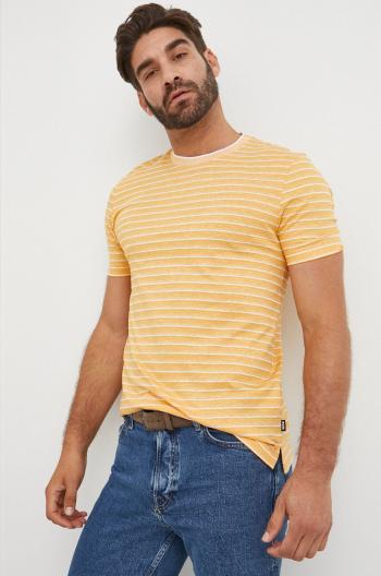 Tričko s lněnou směsí BOSS oranžová barva