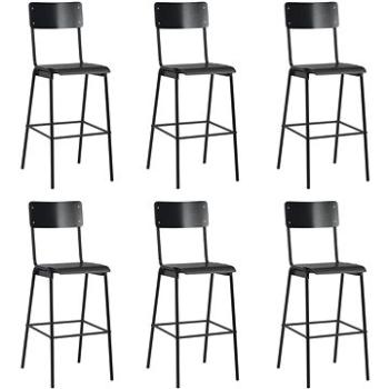 Barové židle 6 ks černé masivní překližka a ocel  (3054567)