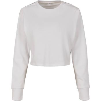 Build Your Brand Dámské crop top tričko s dlouhým rukávem - Bílá | XS