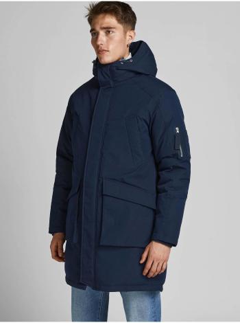 Tmavě modrá pánská parka s kapucí Jack & Jones Terrazzo