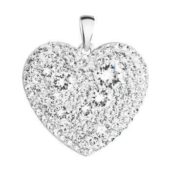 Evolution Group CZ Stříbrný přívěsek s krystaly Swarovski bílé srdce 34243.1 Crystal