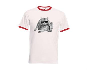 Pánské tričko s kontrastními lemy Drsná kočka