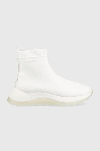 Sneakers boty Calvin Klein 2 Piece Sole Sock Boot bílá barva