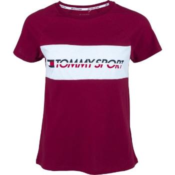 Tommy Hilfiger BLOCKED TEE LOGO Dámské tričko, vínová, velikost M