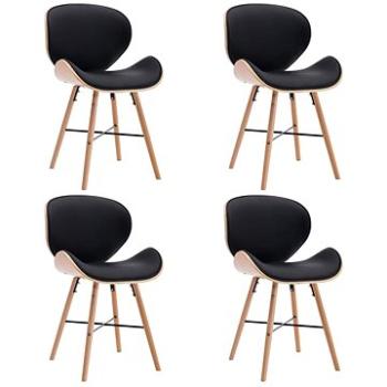 Jídelní židle 4 ks černé umělá kůže a ohýbané dřevo (279505)
