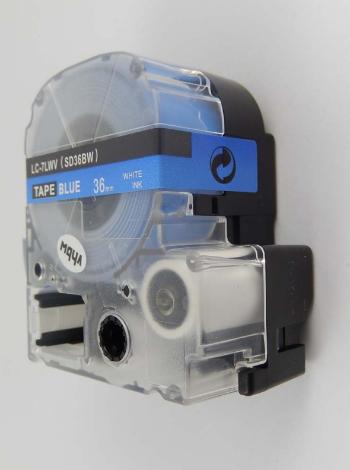 Epson LK-SD36BW, 36mm x 9m, bílý tisk / modrý podklad, kompatibilní páska