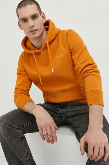 Mikina Superdry pánská, oranžová barva, s kapucí, hladká
