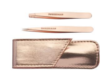 Tweezerman Petite Set Rose Gold, Sada pinzet v pouzdře Rose Gold