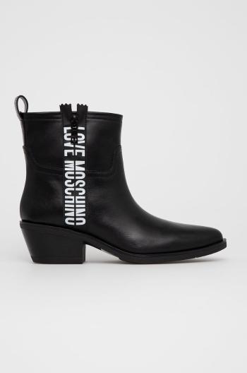 Westernové kožené boty Love Moschino dámské, černá barva, na podpatku