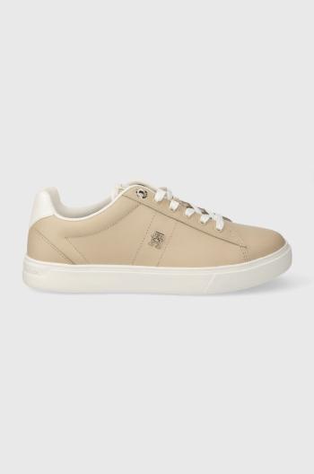 Kožené sneakers boty Tommy Hilfiger ESSENTIAL ELEVATED COURT SNEAKER béžová barva, FW0FW07685