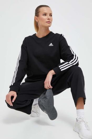 Bavlněná mikina adidas dámská, černá barva, hladká, IC8766