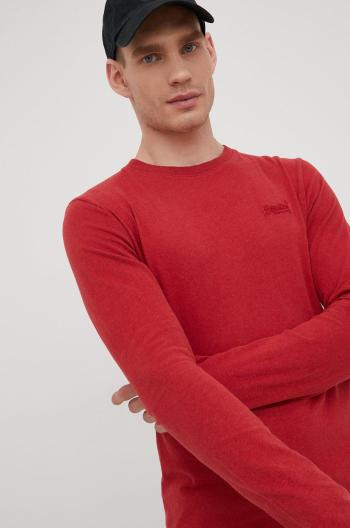 Bavlněné tričko s dlouhým rukávem Superdry červená barva