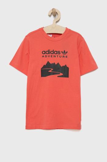 Dětské bavlněné tričko adidas Originals HE2058 růžová barva, s potiskem