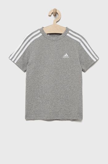 Dětské bavlněné tričko adidas Performance HD5972 šedá barva, s aplikací