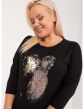 Dámská halenka s 3/4 rukávy plus size černá  