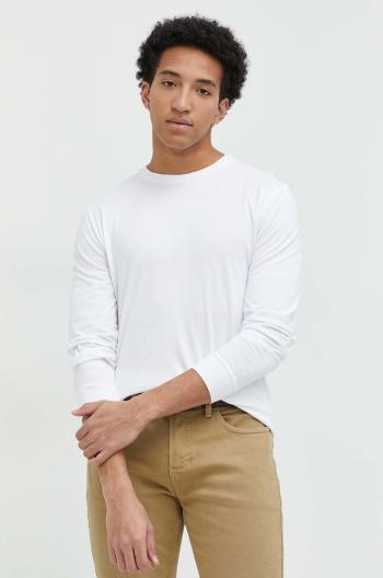 Bavlněné tričko s dlouhým rukávem Hollister Co. bílá barva