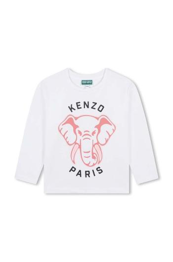 Dětské bavlněné tričko s dlouhým rukávem Kenzo Kids bílá barva, K60706