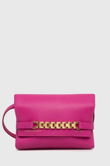 Kožená kabelka Victoria Beckham růžová barva