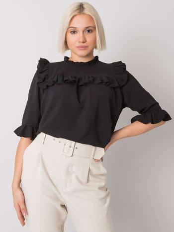 ČERNÁ DÁMSKÁ ELEGANTNÍ HALENKA S VOLÁNKY CHA-BZ-3312.30-BLACK Velikost: S/M